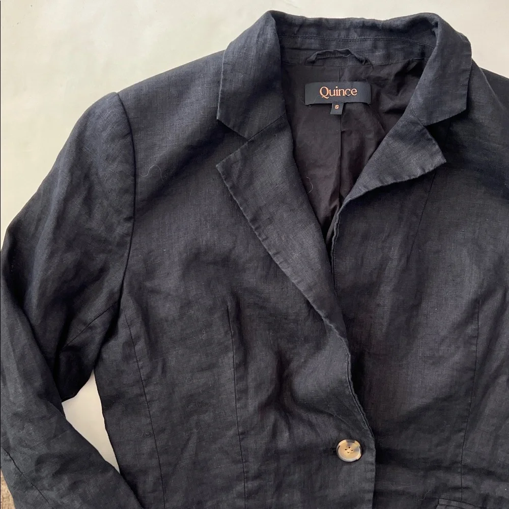 Quince 100% European Linen Structured Blazer in Black Size Small - Picture 3 of 6